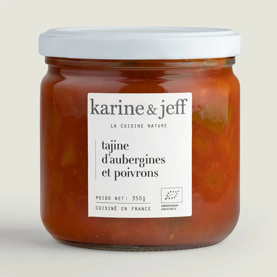 Idée recette :  Tajine d'aubergine et poivrons / semoule au raisins secs et fines herbes Image