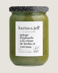 Le potage d’épinards à la crème de brebis et curcuma