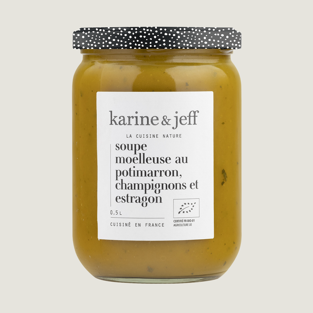 Soupe moelleuse au potimarron, champignons et estragon