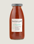 La soupe fraîche de tomate et concombre à la menthe